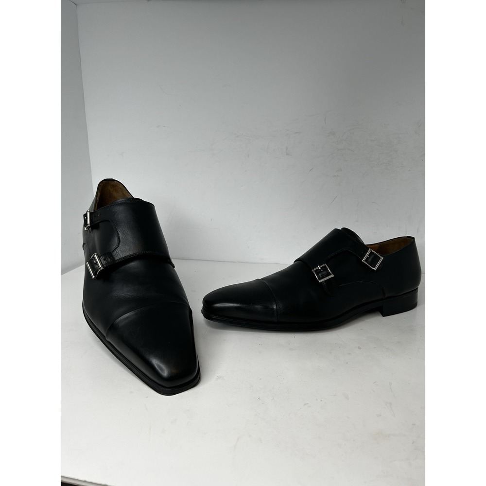Magnanni Benetiez Double Monk‎ Strap  Black Leather Loafer Men's 15 M